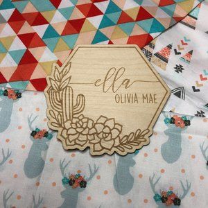 Custom Baby Name Cactus Succulent Theme Photo Prop